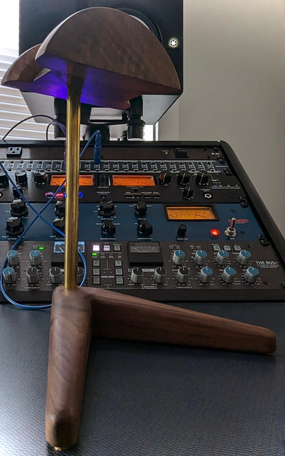 Walnut Headphone Stand – Handmade Mid Century Desk Holder for Over-Ear Headphones – Wooden Display Rack for Audiophiles