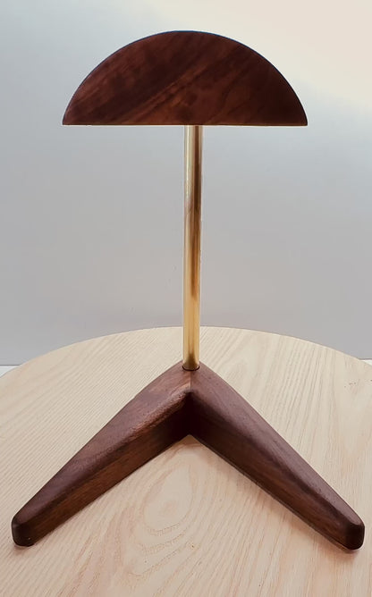 Walnut Headphone Stand – Handmade Mid Century Desk Holder for Over-Ear Headphones – Wooden Display Rack for Audiophiles